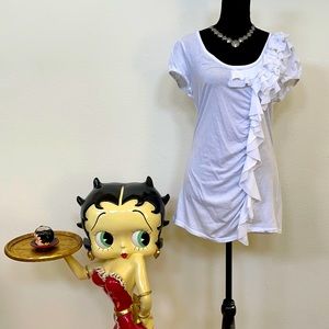 INC White Ruffle Top Size XL